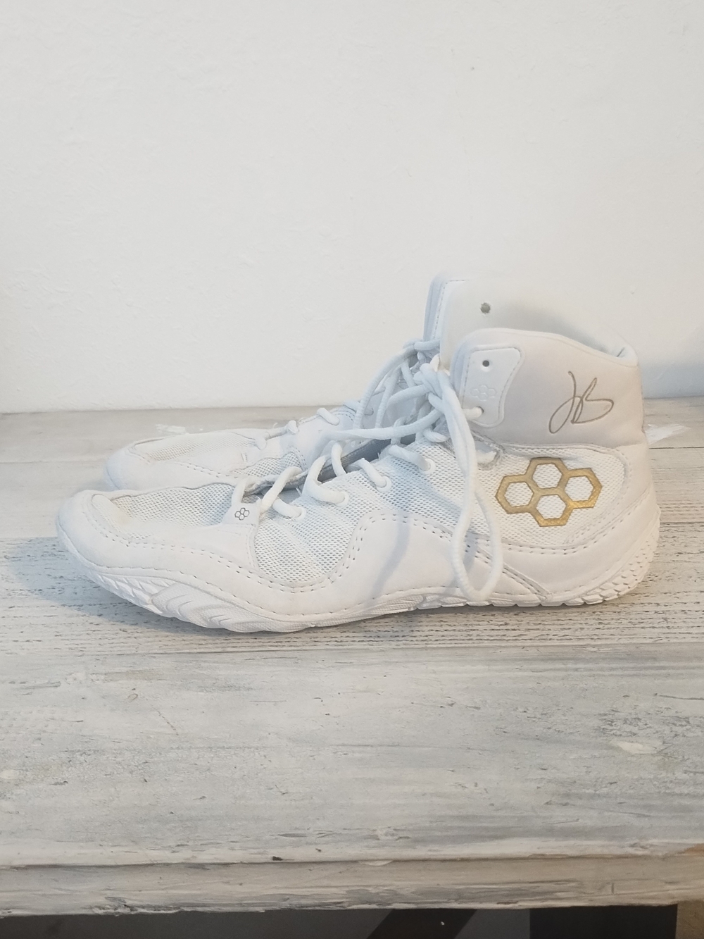 Rudis JB1 Wrestling Shoes Mens 11 White Gold Boxing MMA Sneakers